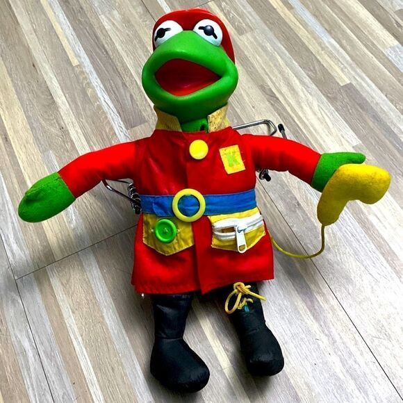 1990 Jim Henson Kermit the Frog Fireman Dress Me Plush Doll Mattel Arco muppets - Picture 7 of 15
